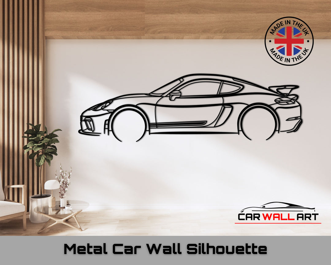718 GT4 Cayman, Silhouette Metal Wall Art