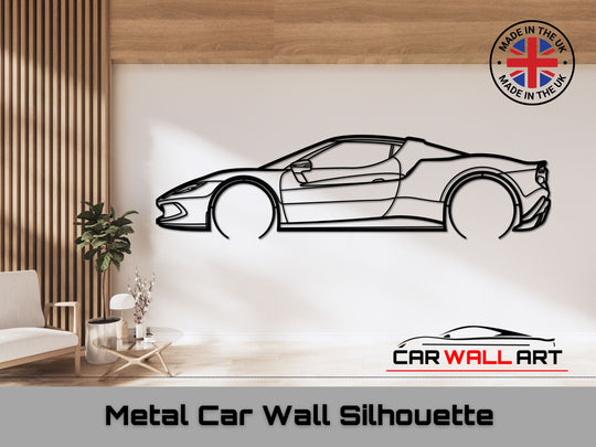 FERRARI 296 GTB Metal car silhouette wall art, Buy, Order, Car wall art uk, side view