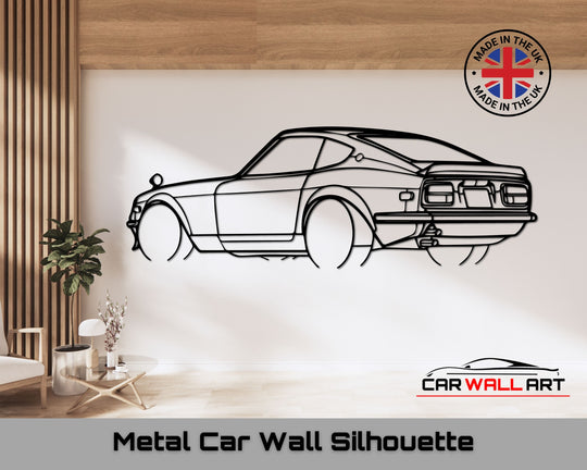 240Z rear Angle, Silhouette Metal Wall Art
