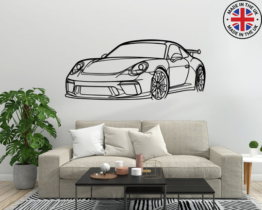 911 GT3 RS (991) Front Angle, Silhouette Metal Wall Art