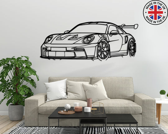 911 GT3 RS (992) Front Angle, Silhouette Metal Wall Art