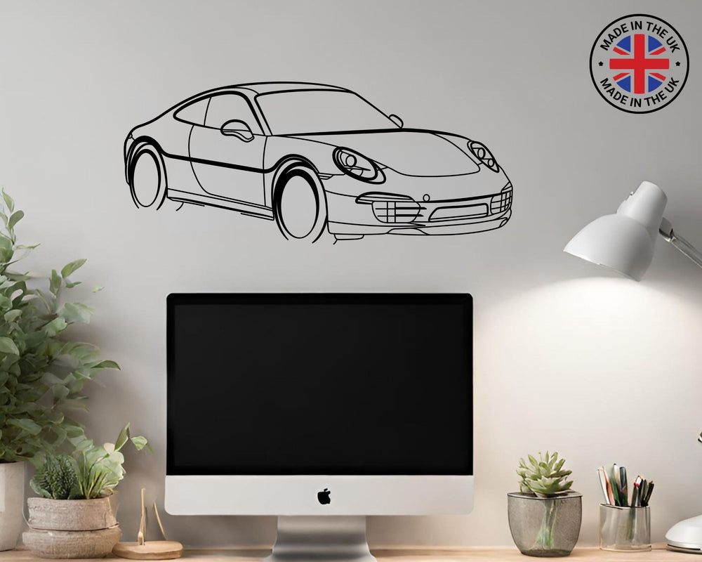 911 (991) Front Angle, Silhouette Metal Wall Art