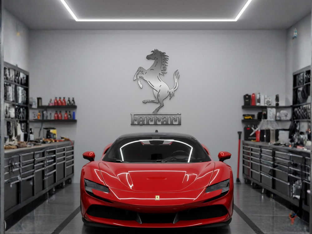 FERRARI Metal Stainless Steel Sign Wall Art