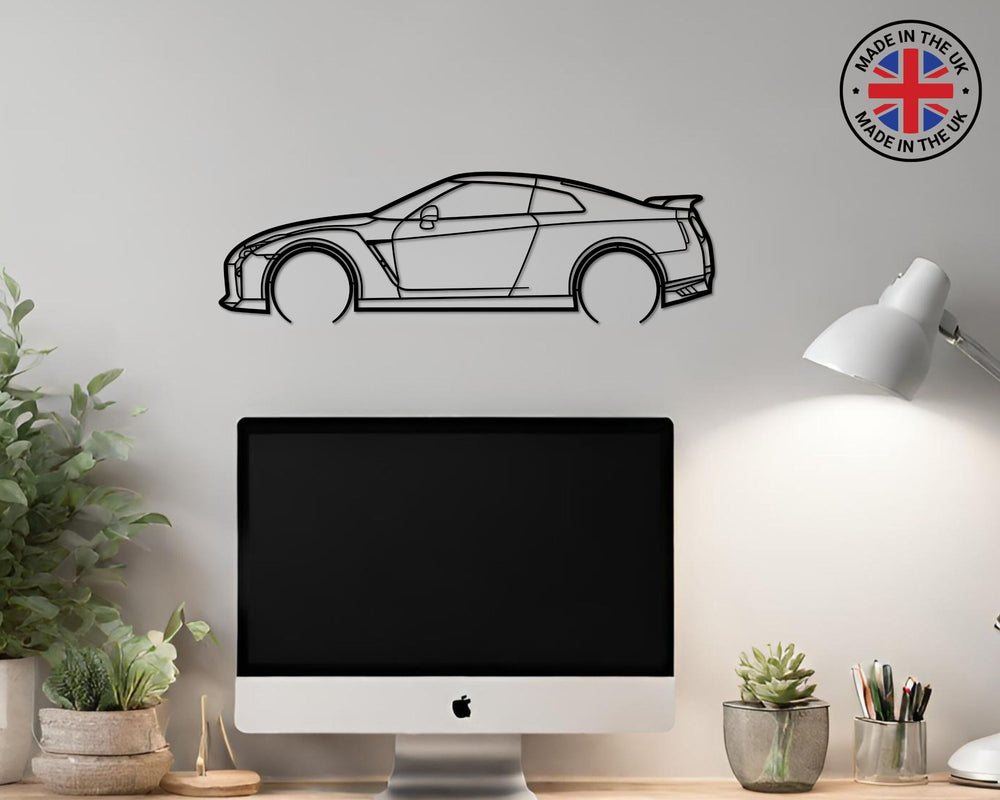 Nissan Skyline GTR 35 Metal Car Silhouette wall art, Buy now, Order Online, 2024, Car wall art uk, computer desk