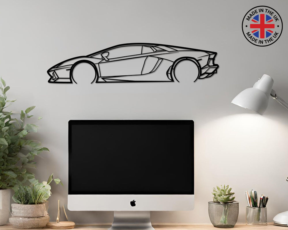 Lamborghini Aventador Metal car silhouette wall art, office computer