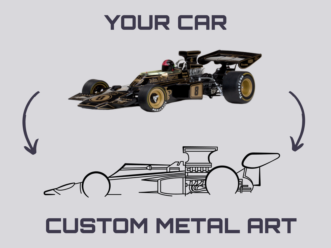 Lotus 72D car silhouette wall art, custom lotus emmerson fitapali