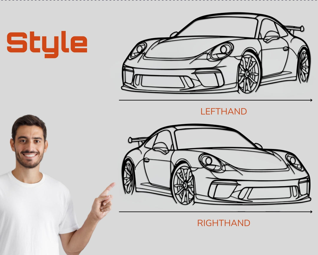 911 GT3 RS (991) Front Angle, Silhouette Metal Wall Art