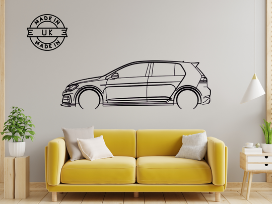 Modified Golf GTI MK7, Detailed Silhouette Metal Wall Art