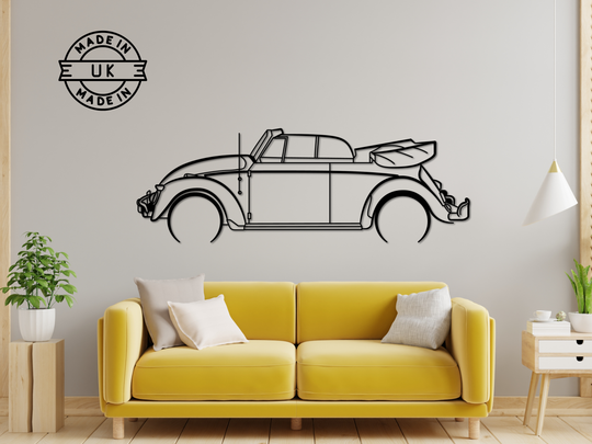 Beetle Cabriolet, Detailed Silhouette Metal Wall Art