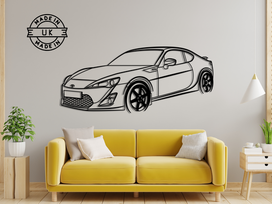 GT86 Front Angle, Detailed angle Silhouette Metal Wall Art