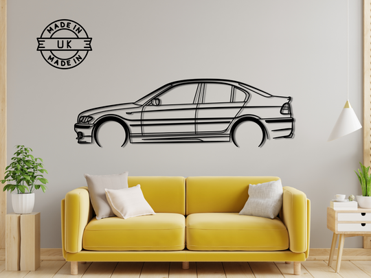 E46 330i M Sport, Detailed Silhouette Metal Wall Art