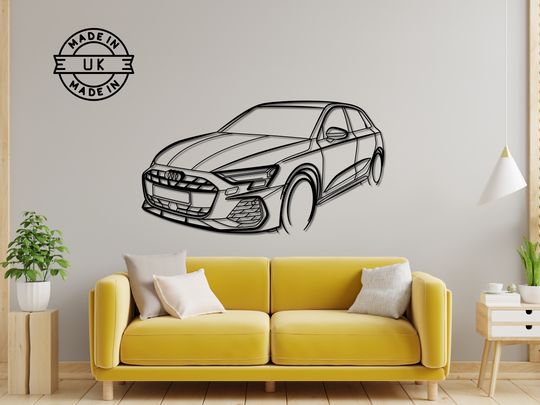S3 8Y Facelift Front Angle, Detailed angle Silhouette Metal Wall Art