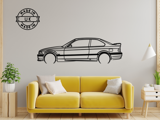 E36 M3, Detailed Silhouette Metal Wall Art