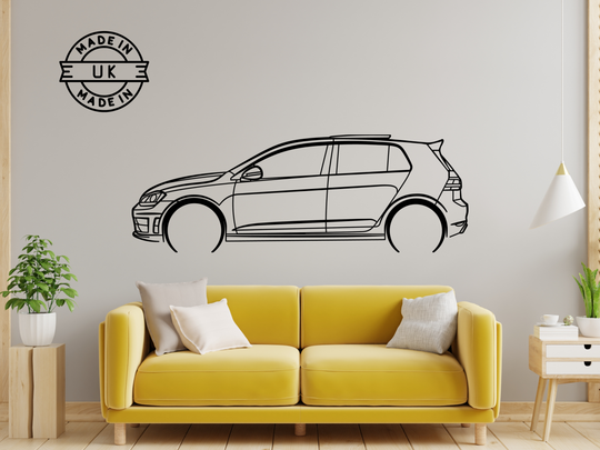 Golf R MK7, Detailed Silhouette Metal Wall Art