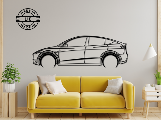 Model Y, Detailed Silhouette Metal Wall Art