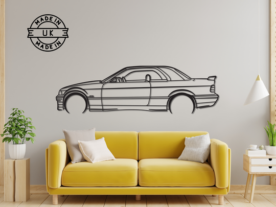 Alpina (E36) B3 3.0 Cabriolet, Detailed Silhouette Metal Wall Art