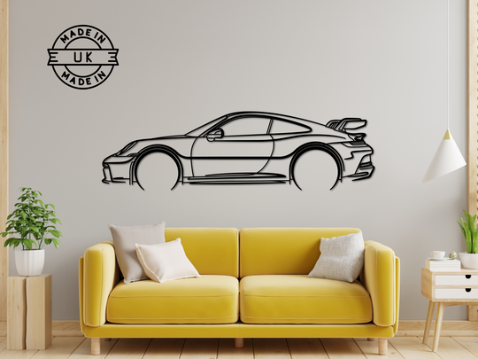 911 GT3 (992), Detailed Silhouette Metal Wall Art