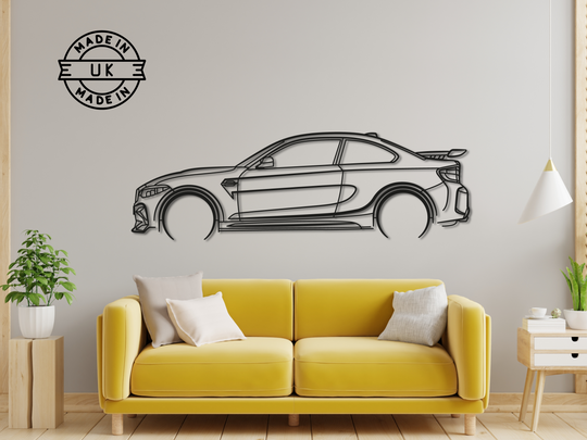 M2 F87 Competition modified, Detailed Silhouette Metal Wall Art