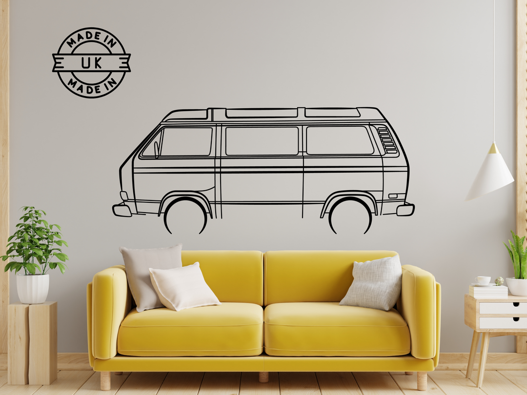 T25 Camper van, Detailed Silhouette Metal Wall Art