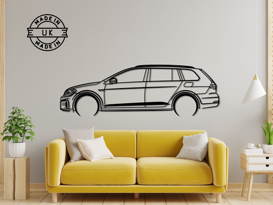 Golf GTD Estate , Detailed Silhouette Metal Wall Art