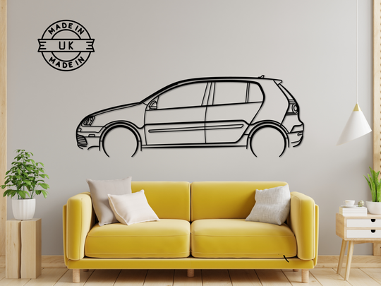Golf MK5 R32 ( 4door ), Detailed Silhouette Metal Wall Art