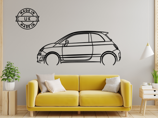 595 Abarth, Detailed Silhouette Metal Wall Art