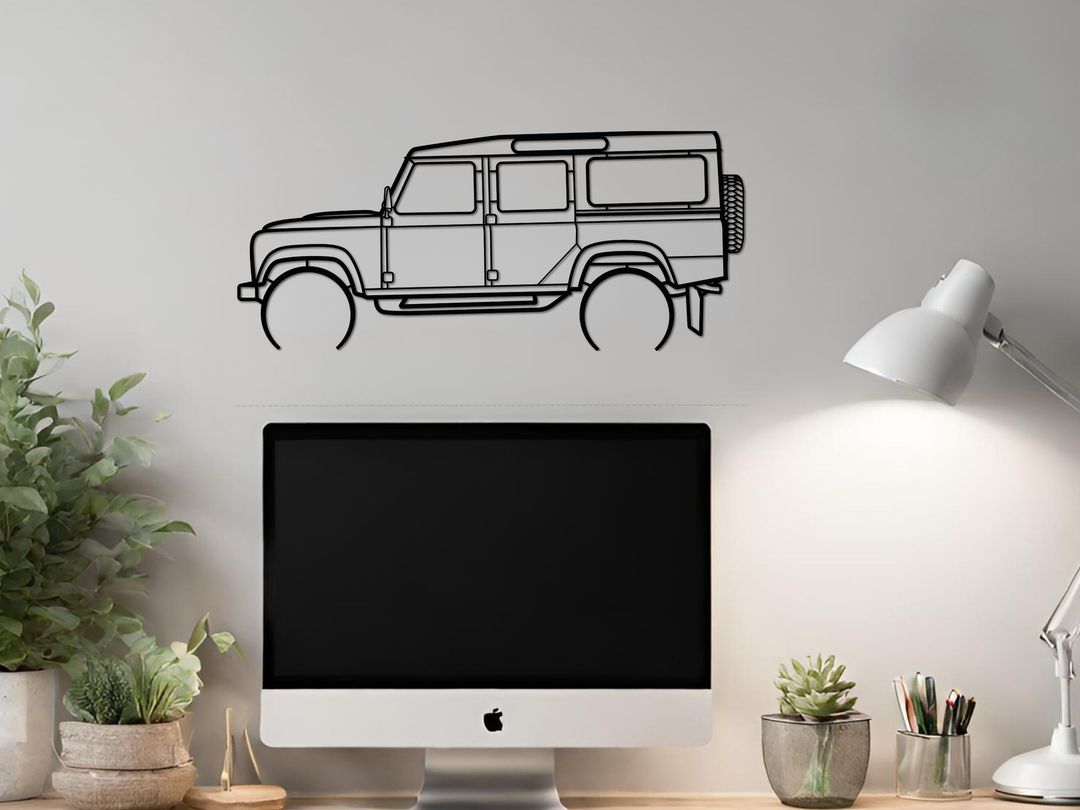 Defender 110 Station Wagon, Detailed Silhouette Metal Wall Art