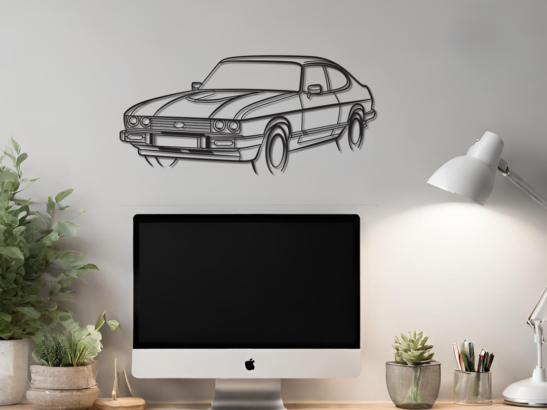 Capri MK3 Front Angle, Detailed Silhouette Metal Wall Art