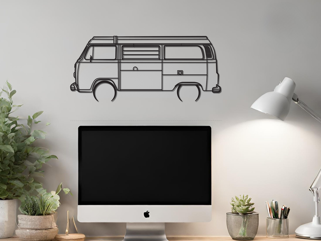 T2 Camper Van , Detailed Silhouette Metal Wall Art