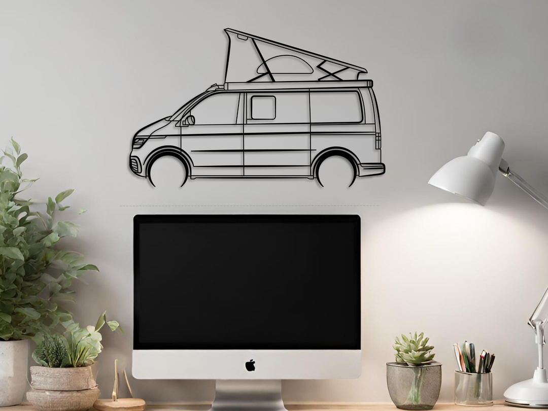 T6.1 Transporter Campervan, Detailed Silhouette Metal Wall Art