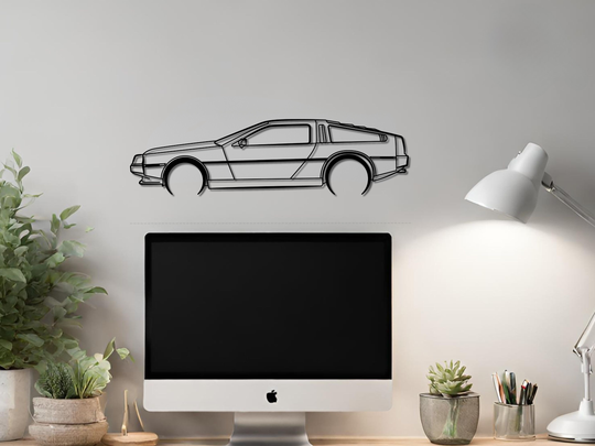 Delorean, Detailed Silhouette Metal Wall Art