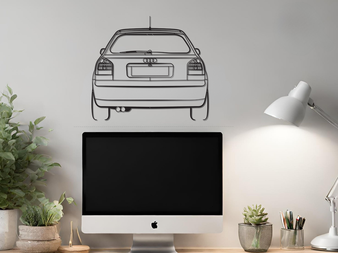 A3 8L 96-03 Rear Angle, Detailed Silhouette Metal Wall Art