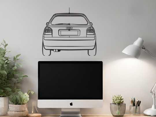 A3 8L 96-03 Rear Angle, Detailed Silhouette Metal Wall Art