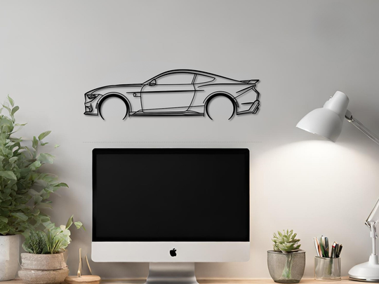 Mustang Dark Horse 2024, Detailed Silhouette Metal Wall Art