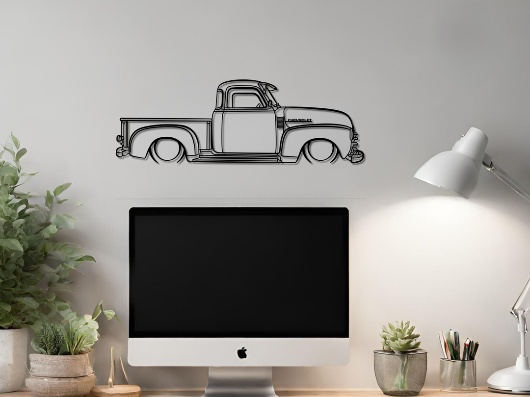 1947 Chevy Series 3100 - Custom, Detailed Silhouette Metal Wall Art