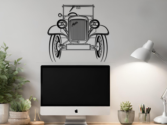 Austin 7 PD Tourer Front, Silhouette Metal Wall Art