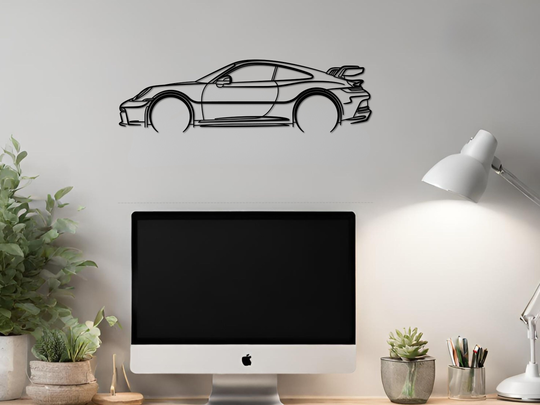 911 GT3 (992), Detailed Silhouette Metal Wall Art