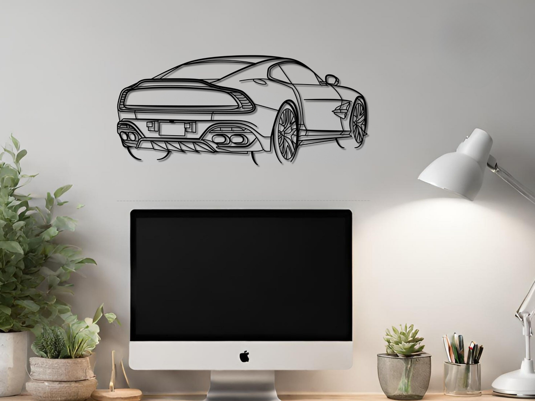 2025 Vanquish Rear Angle, Detailed Silhouette Metal Wall Art