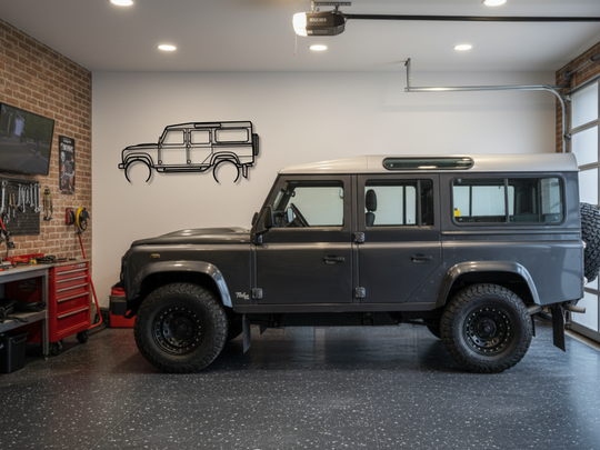 Defender 110 Station Wagon, Detailed Silhouette Metal Wall Art