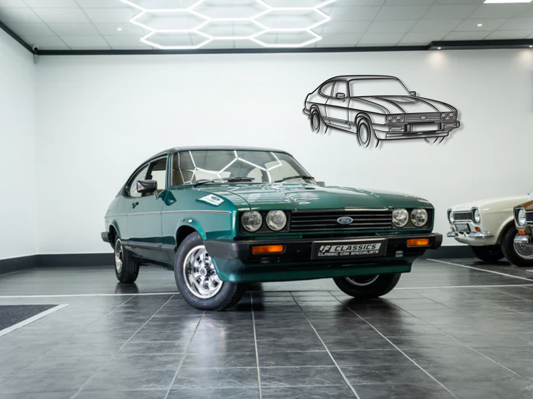 Capri MK3 Front Angle, Detailed Silhouette Metal Wall Art