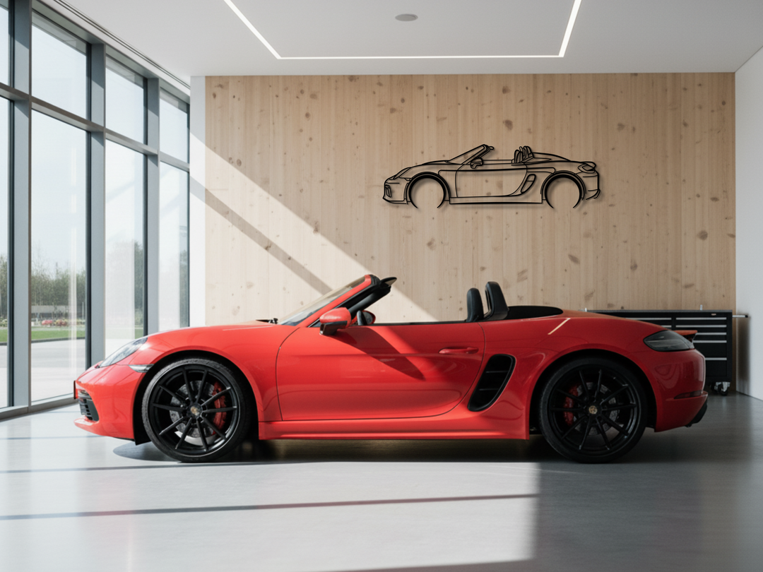 718 Boxster Spyder, Detailed Silhouette Metal Wall Art
