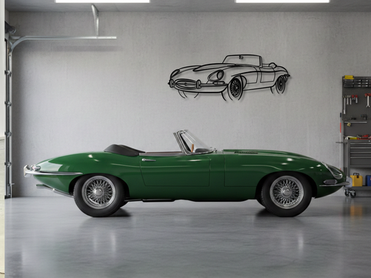 E-Type Series 1 Front Angle, Silhouette Metal Wall Art