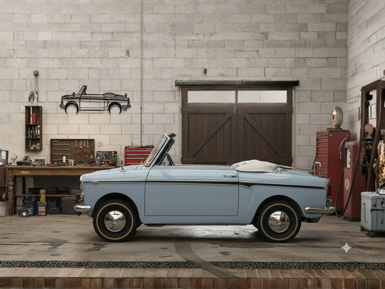 Bianchina cabriolet, Detailed Silhouette Metal Wall Art