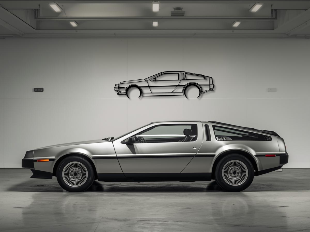 Delorean, Detailed Silhouette Metal Wall Art