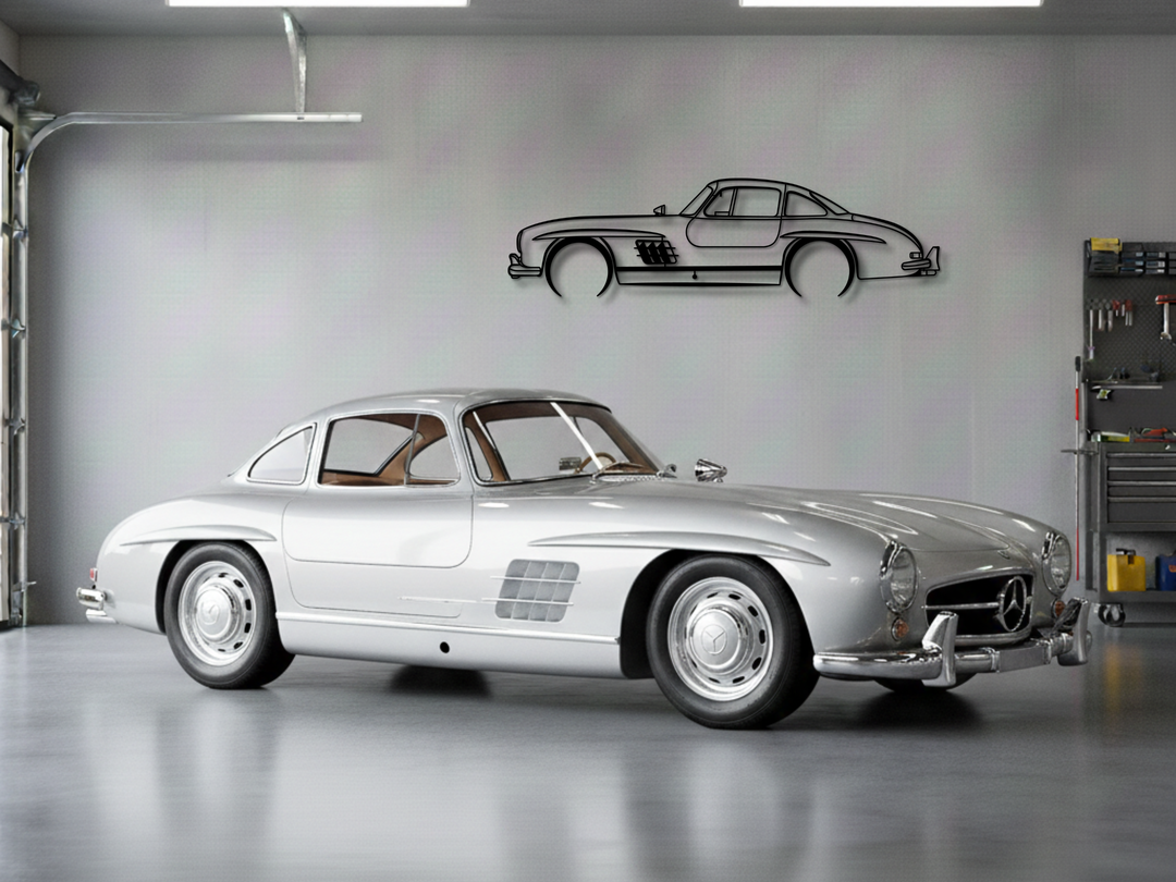 300 SL Gull-wing, Detailed Silhouette Metal Wall Art