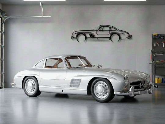 300 SL Gull-wing, Detailed Silhouette Metal Wall Art
