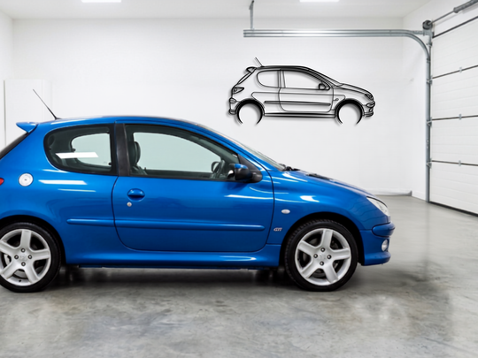 206 GTI , Detailed Silhouette Metal Wall Art