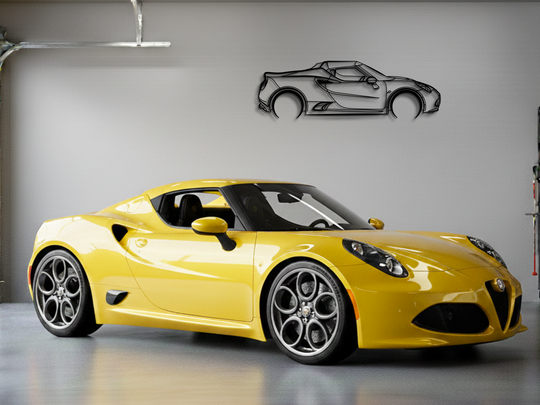 4C Spider hardtop, Detailed Silhouette Metal Wall Art