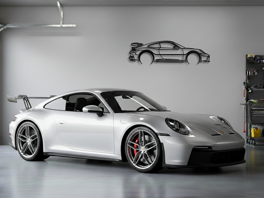 911 GT3 (992), Detailed Silhouette Metal Wall Art
