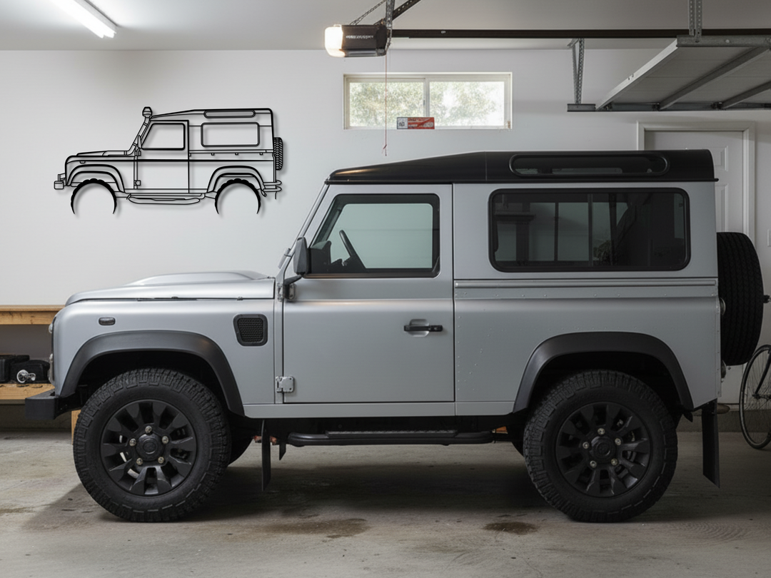 90 Defender, Detailed Silhouette Metal Wall Art